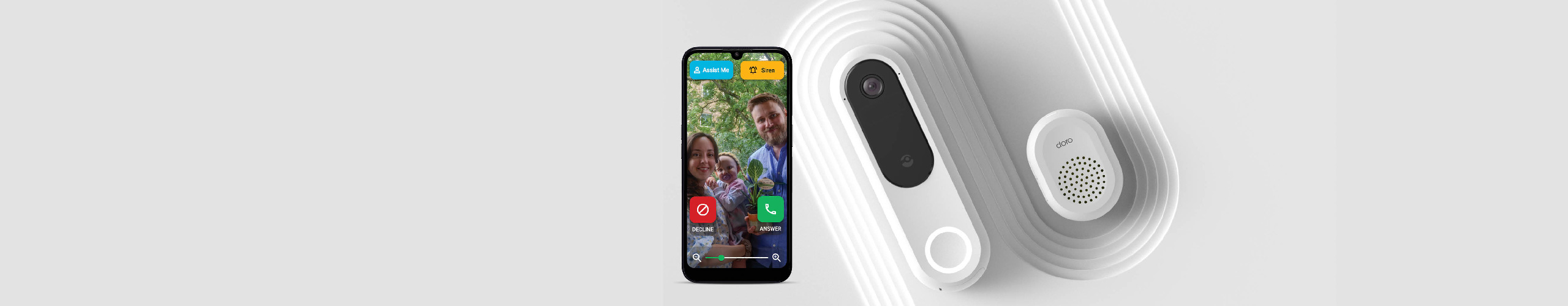 Smartphone showing video call with smart doorbell and indoor unit