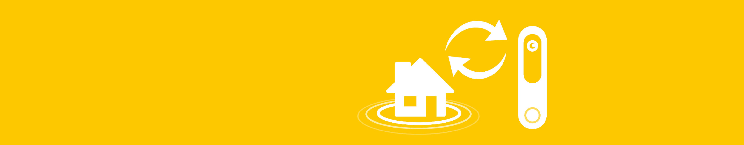 Doro Hemma doorbell syncing with smart home system illustrated with house and refresh icon