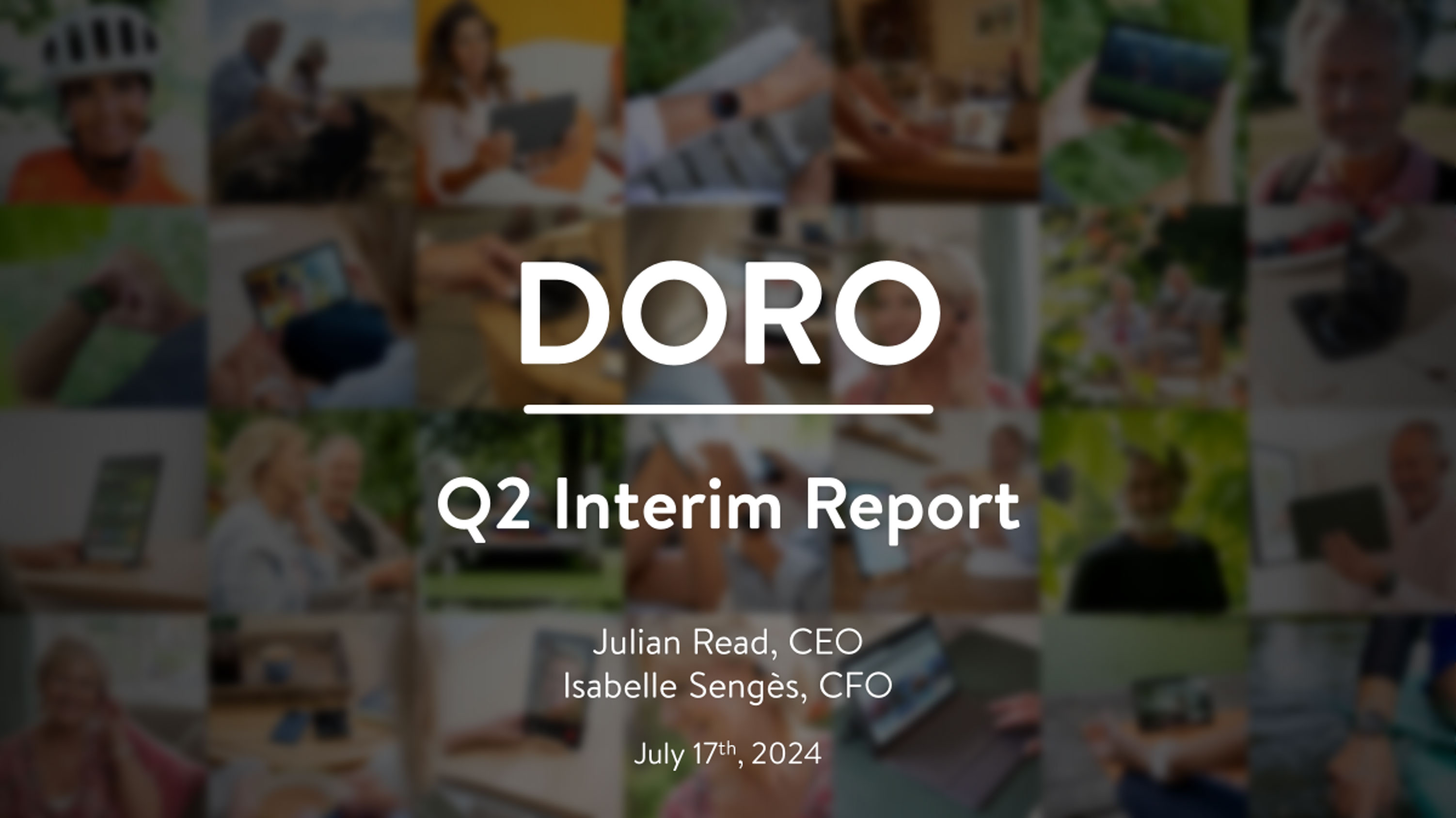Doro Q2 interim report thumbnail with product and lifestyle collage