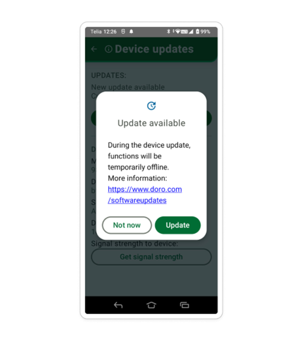 Smartphone screen showing software update notification