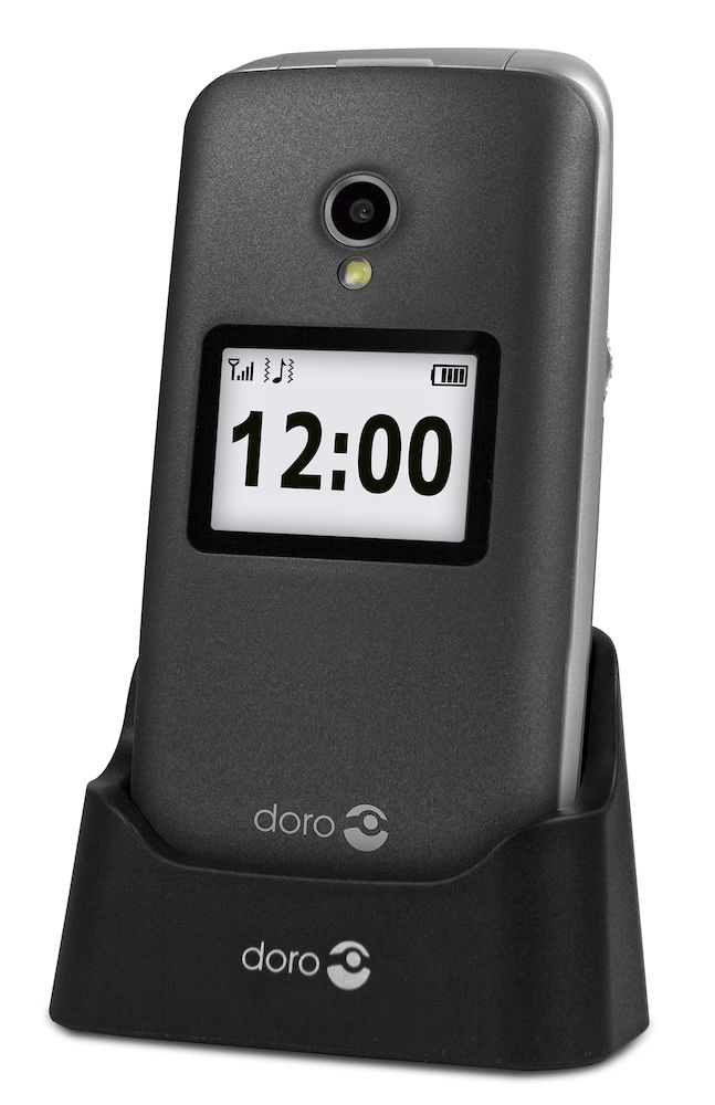 Doro 2424 graphite silver in cradle right 