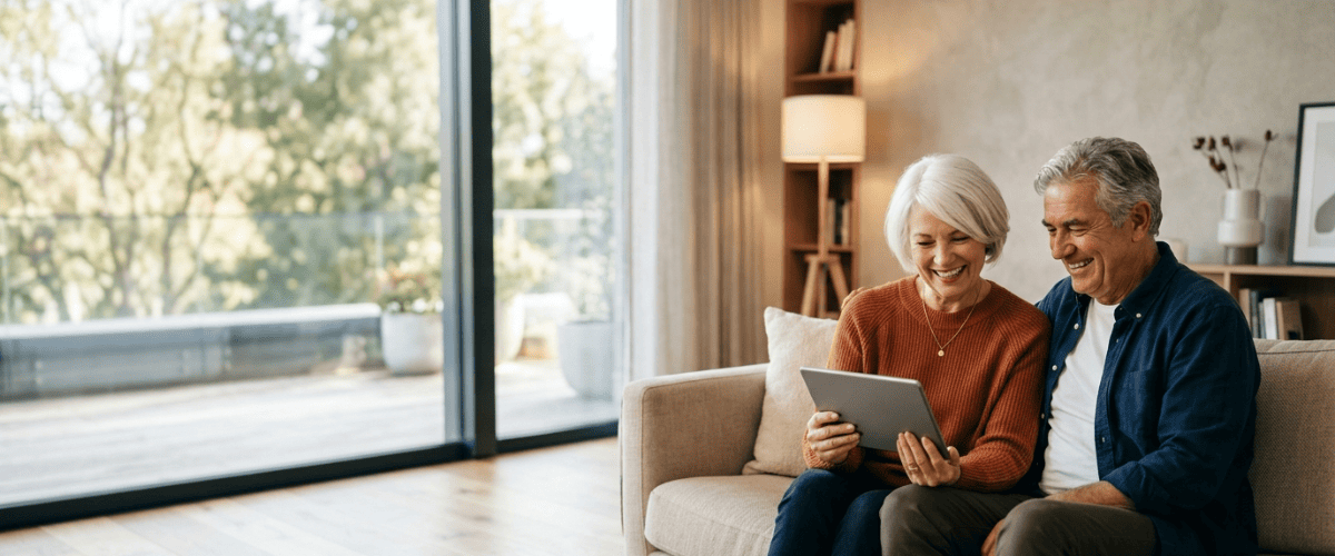 Des seniors qui apprennent à utiliser l’IA sur leur tablette.